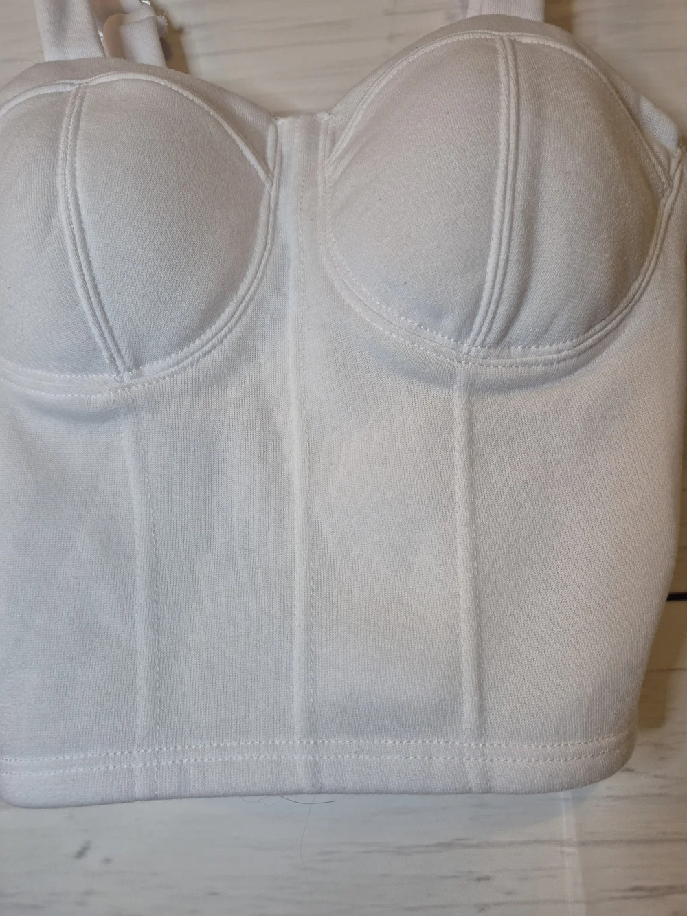 No Boundaries White Longline Bustier Crop Top - Picture 4 of 7